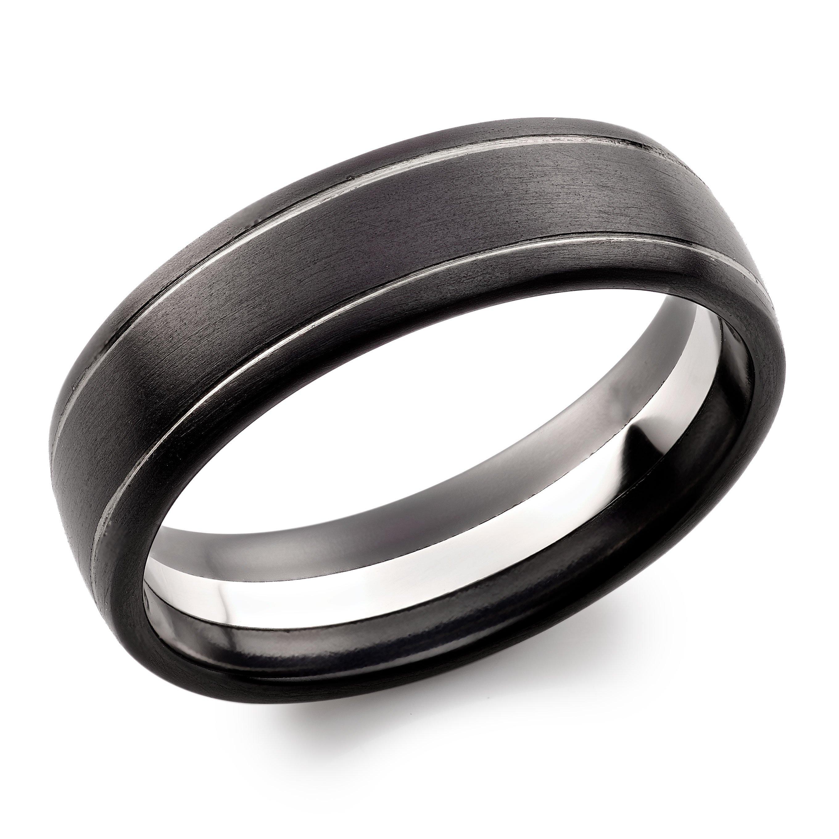 Platinum and Zirconium Black 7mm Wedding Ring